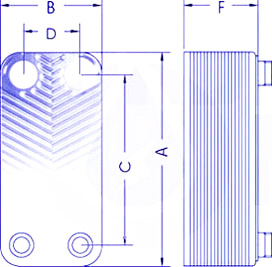 scambiatore di calore dimensioni ba-12-12 12 piastre